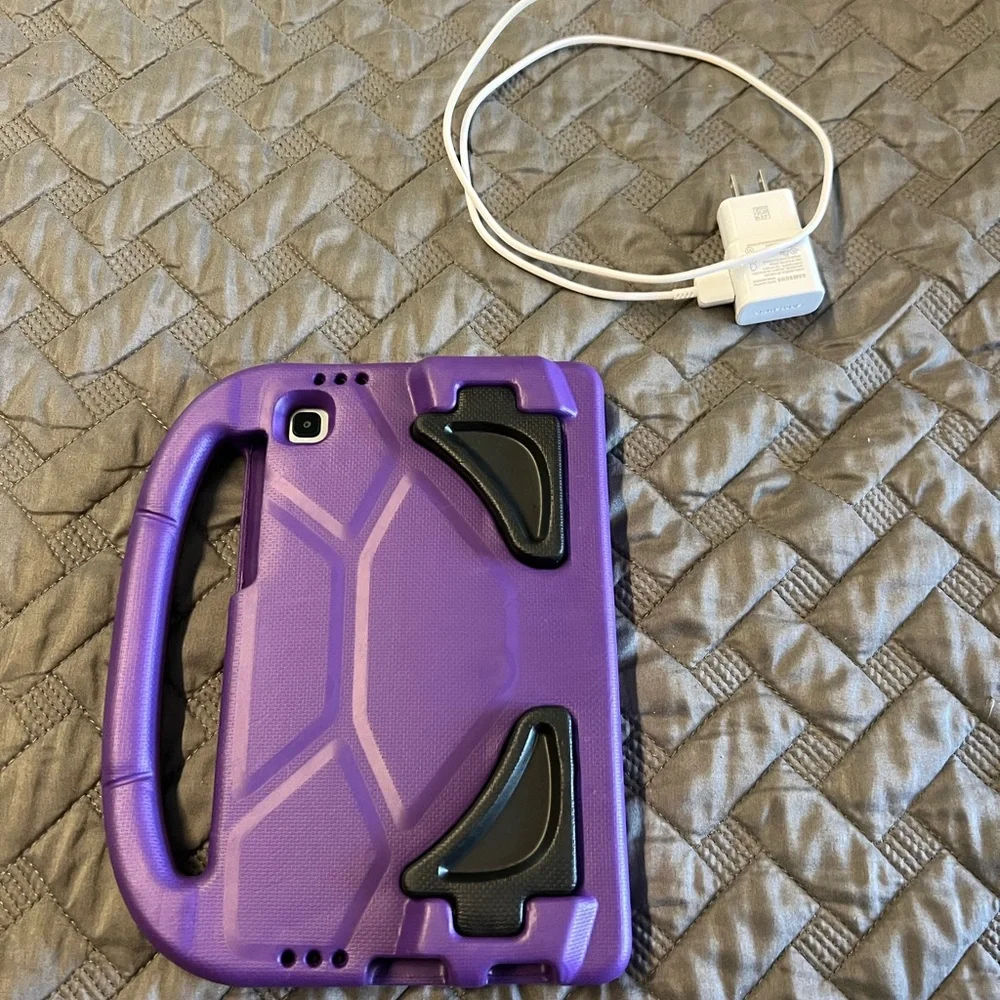 Samsung Galaxy Tab A7 Lite 8.7” w/ Purple Protective Case & Headrest Mount